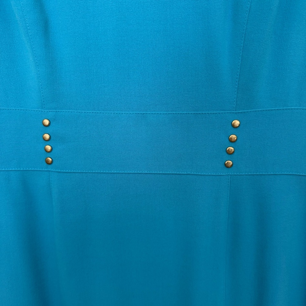 Tahari ASL Blue V-Neck Sheath Dress Midi Work - Picture 3 of 13